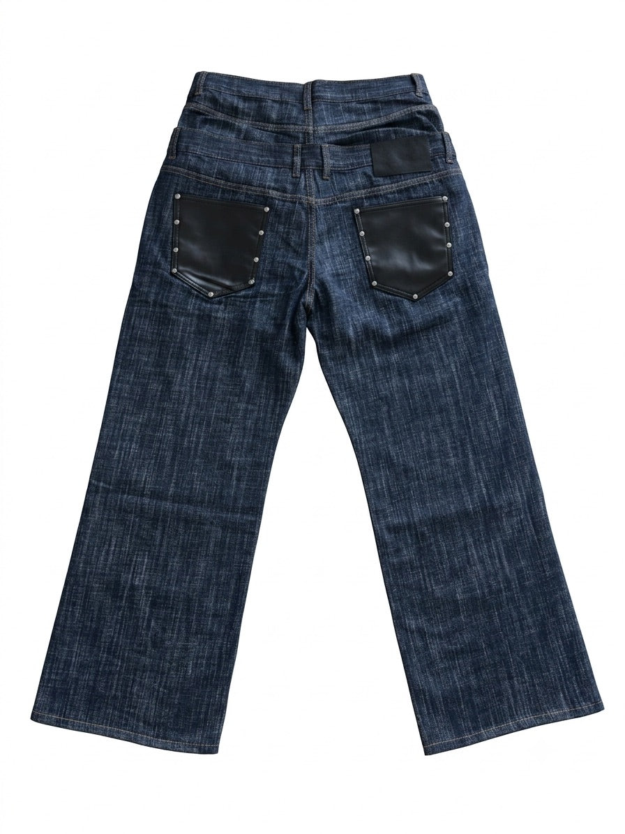 Dual-Waist Double-Knee Raw Demin