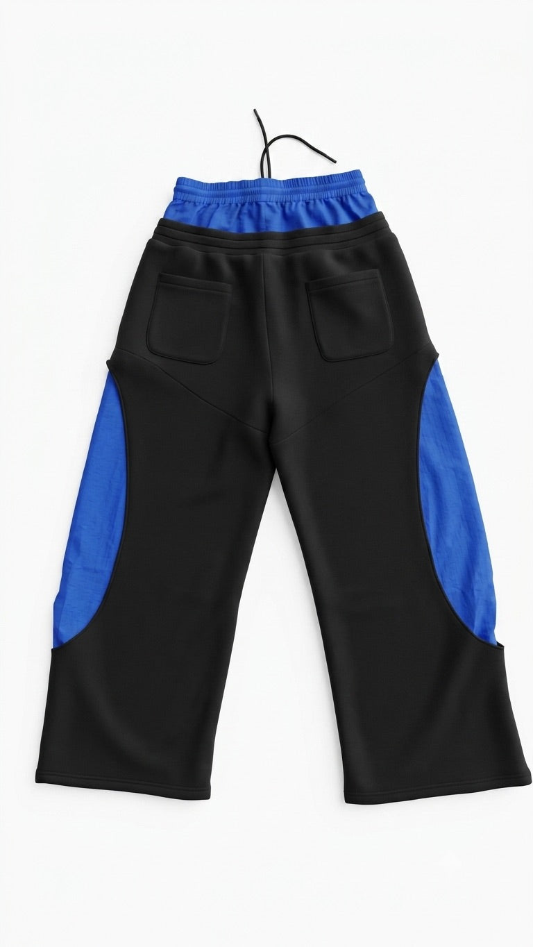Double Waist Cut-Out Sweatpants - Black