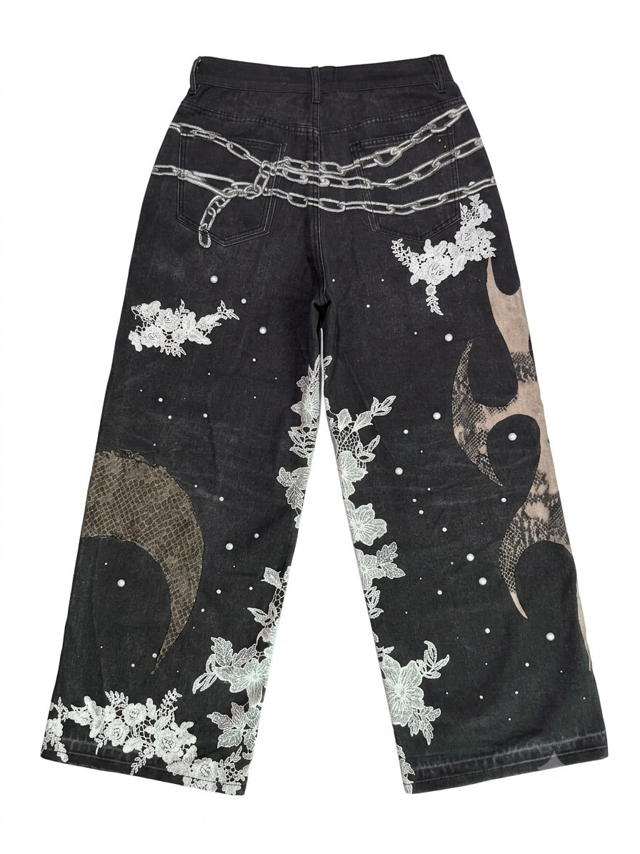 3D PRINTED CHAINLACE JEANS