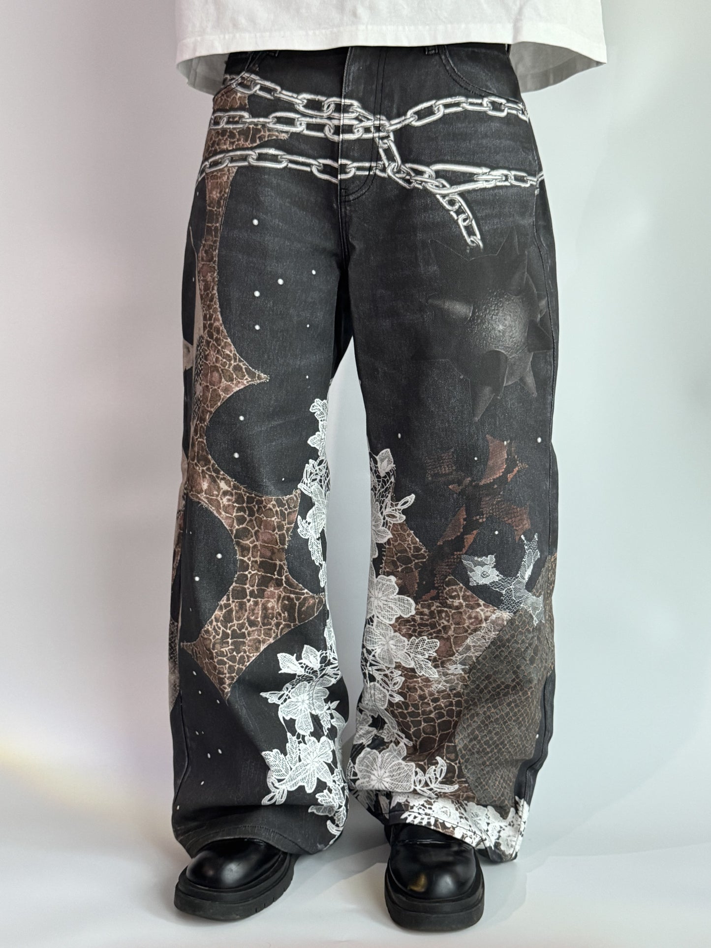 3D PRINTED CHAINLACE JEANS