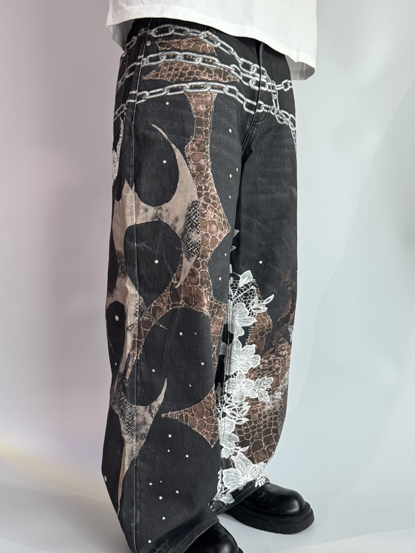 3D PRINTED CHAINLACE JEANS