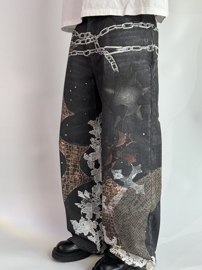 3D PRINTED CHAINLACE JEANS