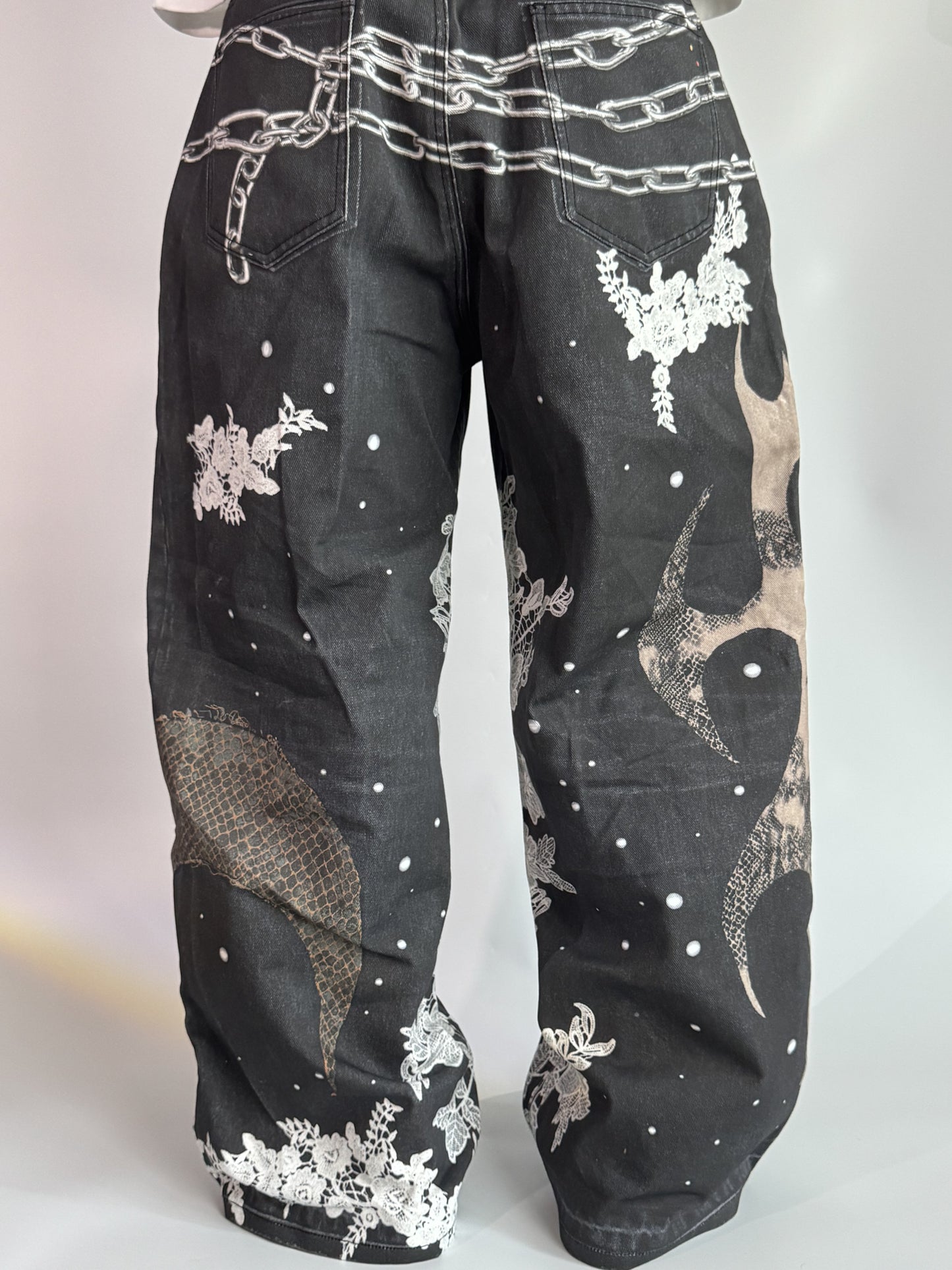 3D PRINTED CHAINLACE JEANS