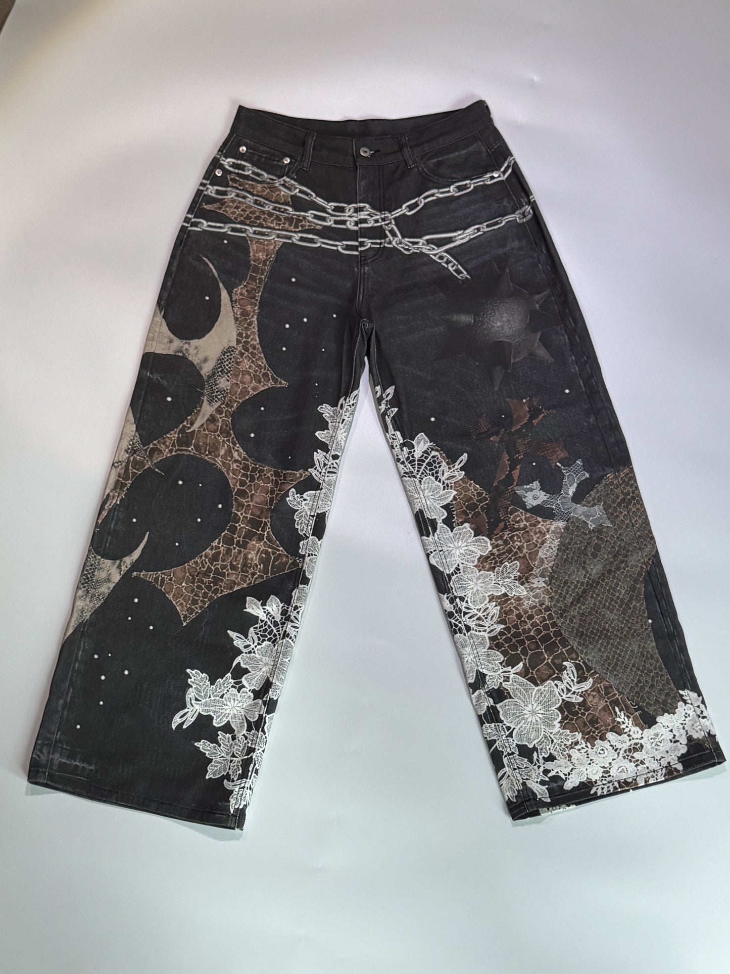3D PRINTED CHAINLACE JEANS