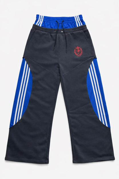 Double Waist Cut-Out Sweatpants - Black