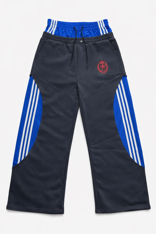 Double Waist Cut-Out Sweatpants - Black