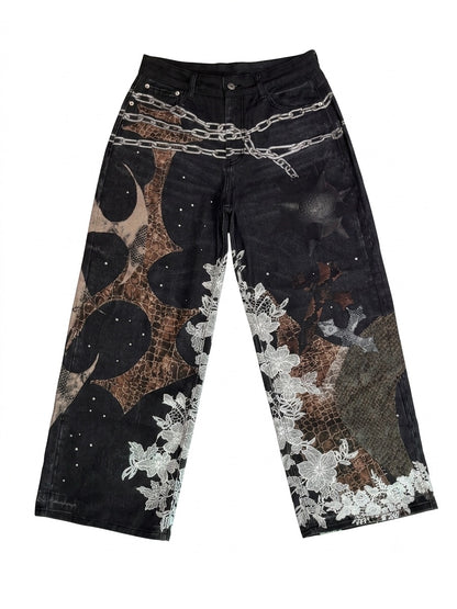 3D PRINTED CHAINLACE JEANS