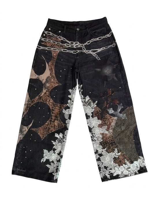 3D PRINTED CHAINLACE JEANS